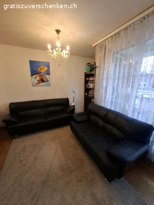 3r+2r Ledersofas, schwarz