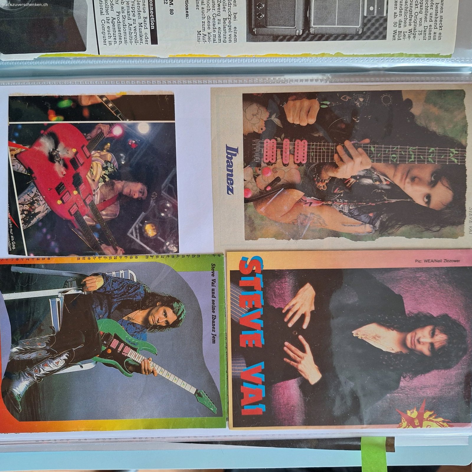 ACHTUNG!! ROCK-FANS. Grosse Schachtel Poster und Zeitungsberichte zu verschenken: LED ZEPPELIN & STEVE VAI 
manche Magazinseiten gehen bis in die 80er zurück!!!