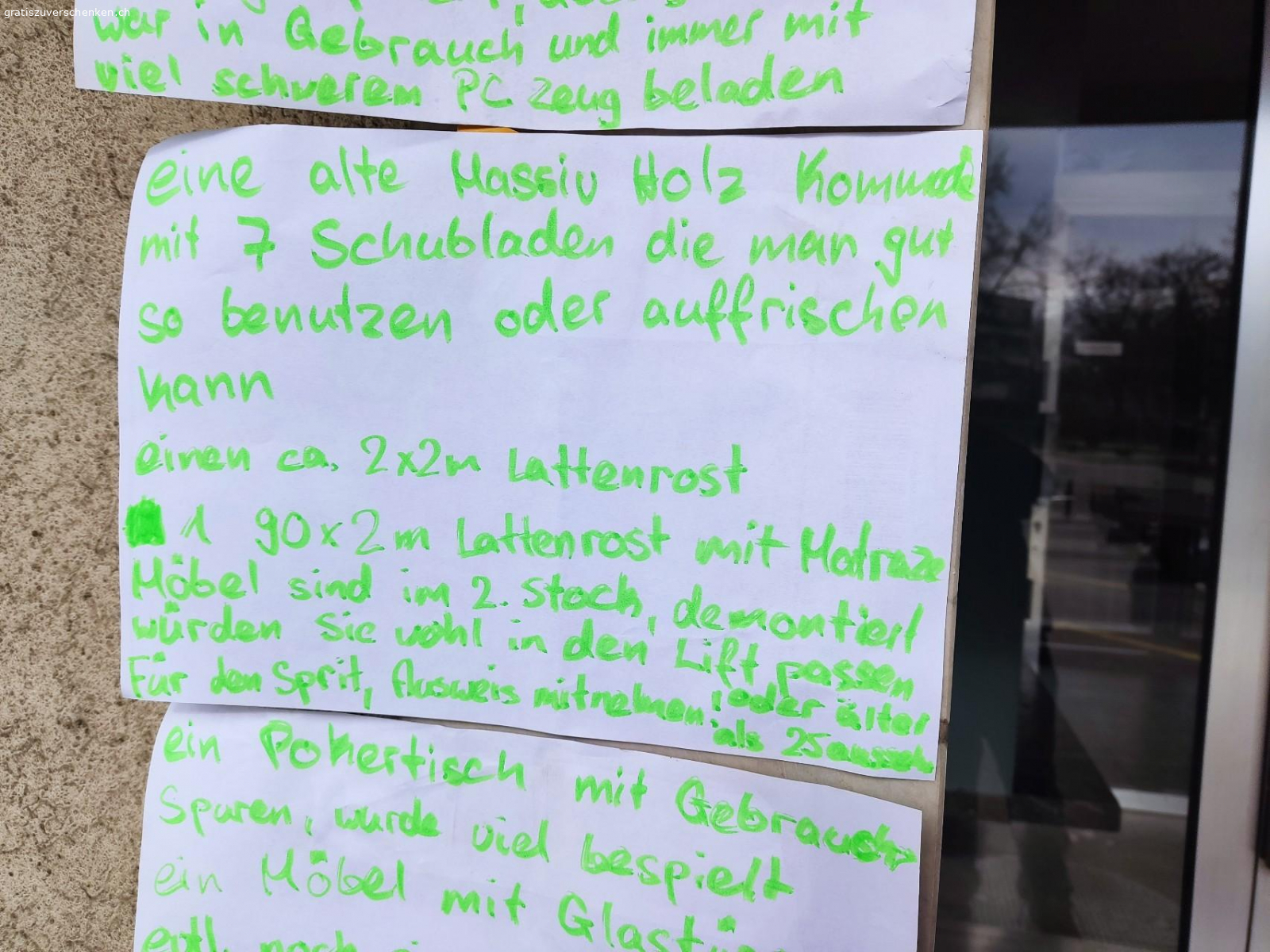 alles mögliche,hegenheimer220,bs. sanierung, sachen nid lager..viel weg,bis ende monat,so-di&mi-do,immer mal neu aus allen qualis&kat.
pms gern an mail…
specials, max8½h res.,möbel in2.demontiert lift,no tools)
für boozze,a-z,id mitneh oder wie^25 aussehn..phu, 256zei..