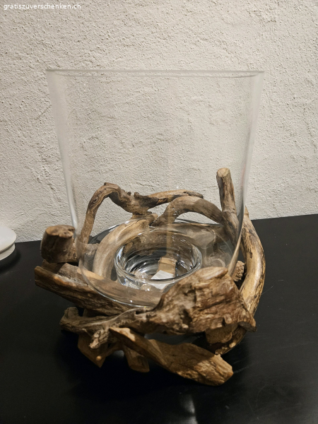 Altholz mit GlasTopf für Kerze