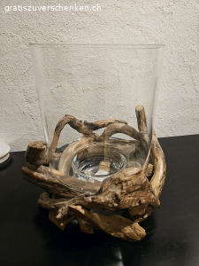Altholz mit GlasTopf für Kerze