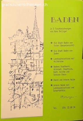 Baden in Skizzen - Mappe. Baden in 6 Tuschzeichnungen von Hans Bolliger 77