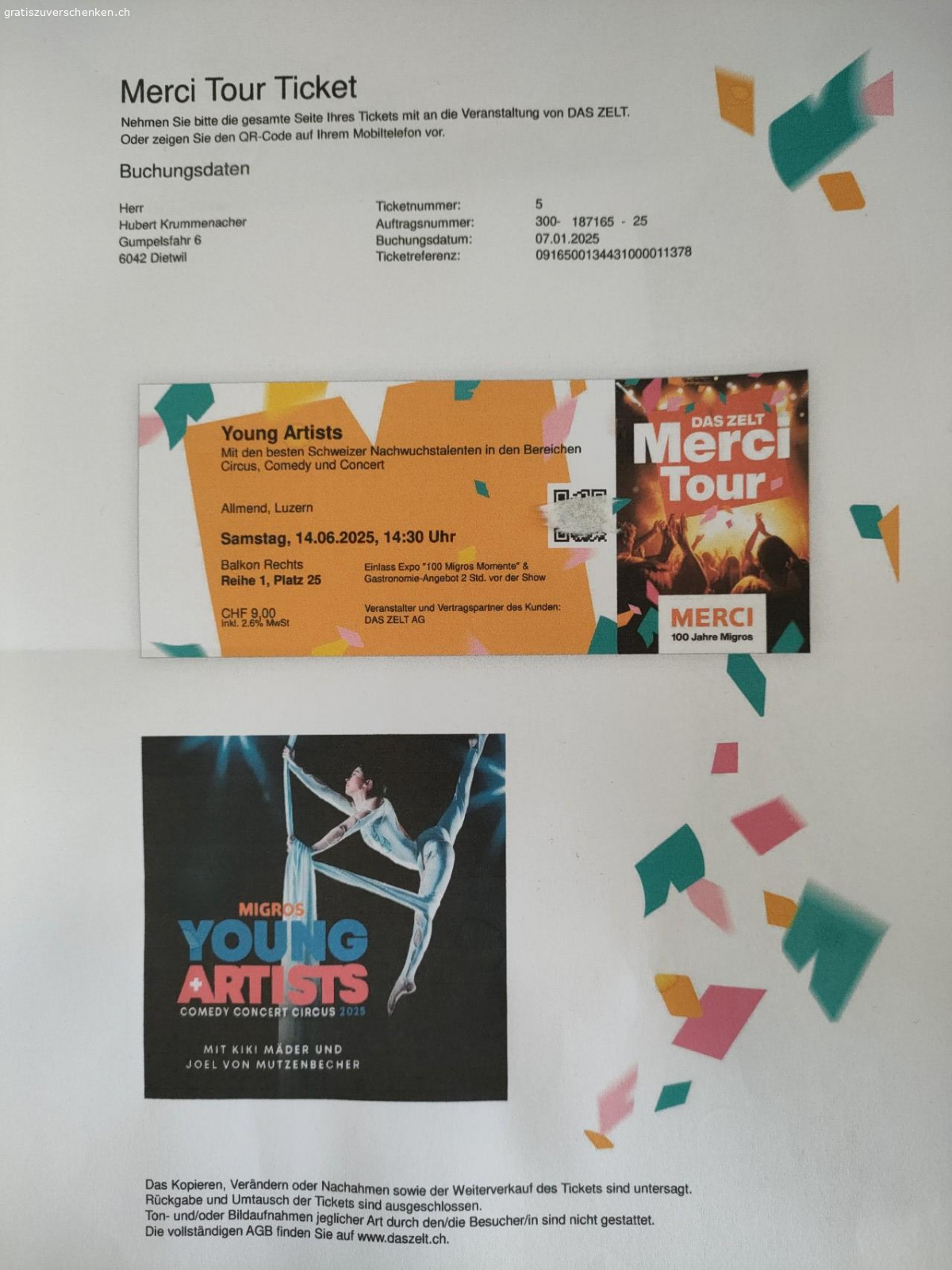 Das Zelt - Young Artists. 1 Ticket für Sa. Nachmittag 14.06.25 um 14.30 Uhr auf der Allmend in Luzern