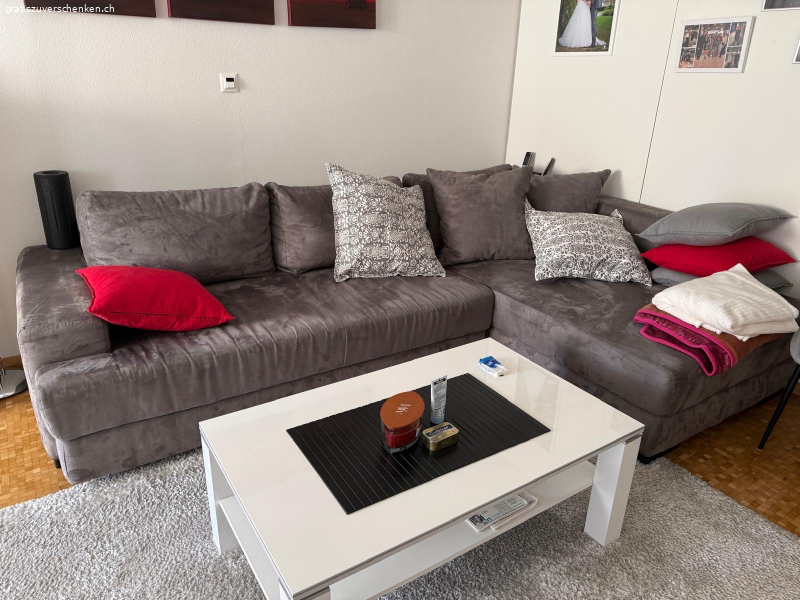 Eck-Sofa, grau, Stoff