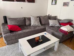 Eck-Sofa, grau, Stoff