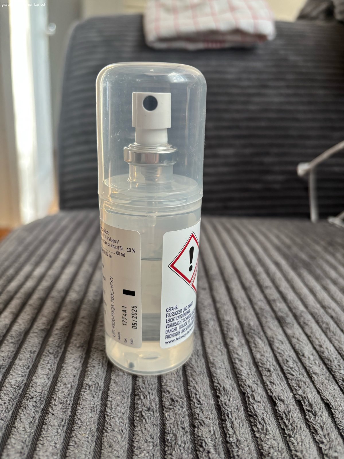 Feliway Spray. noch fast voll, wird nicht mehr benützt
abholen in Wangen an der Aare