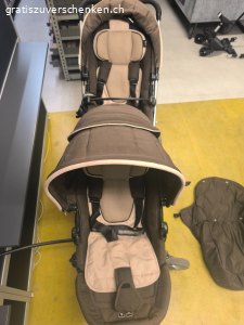 Geschwisterkinderwagen mit diversen Zubehörteilen
