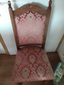 Holztisch massiv, 4 Polsterstühl. rund, 1,20m. ausziehbar H. 75cm