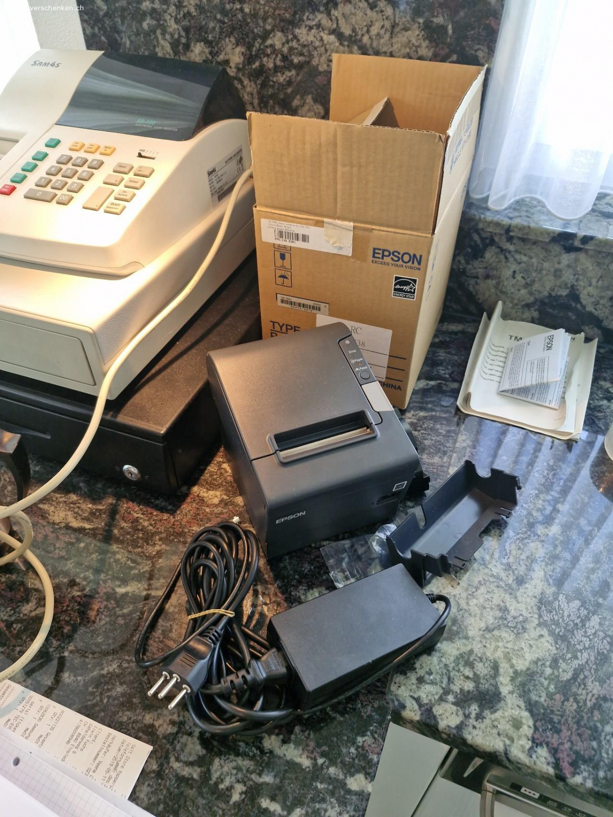 Kasse. Gebrauchte Kasse Sam4S. und sep. Thermodrucker von Epson.