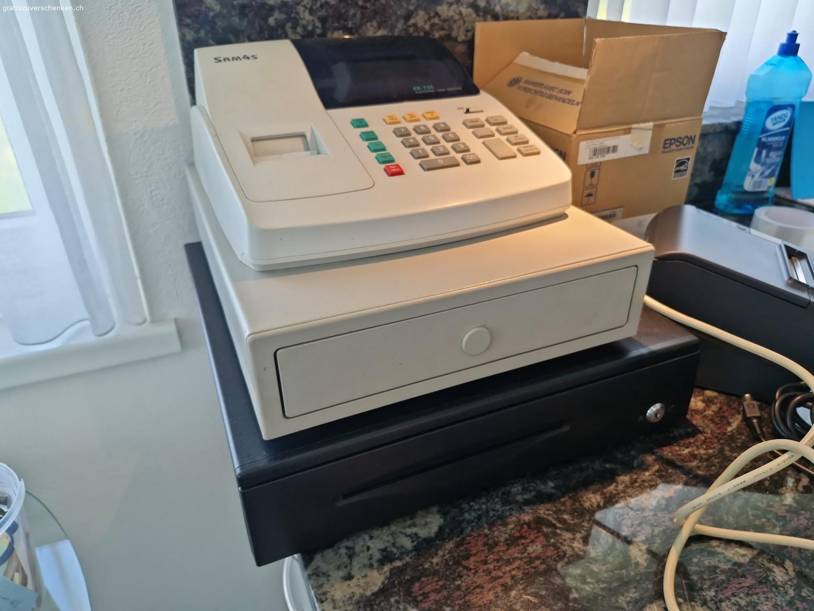 Kasse. Gebrauchte Kasse Sam4S. und sep. Thermodrucker von Epson.