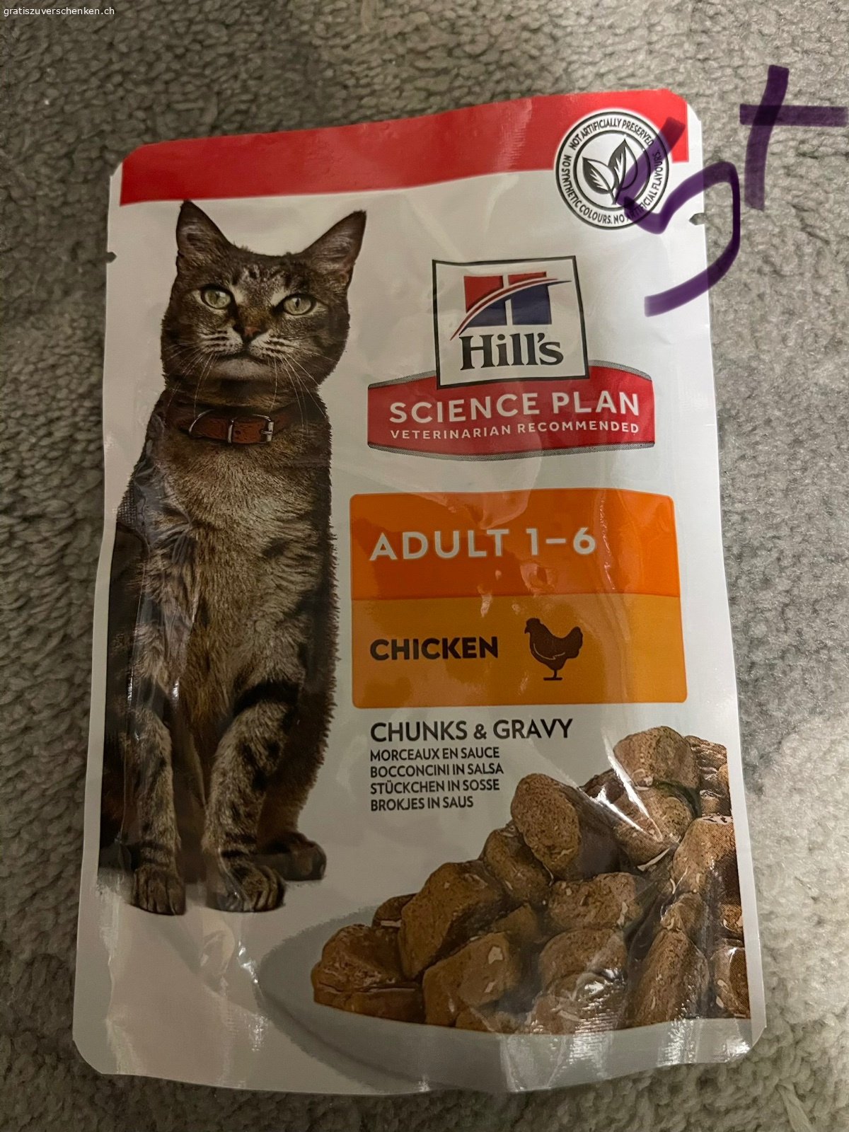 Katzenfutter Trocken und Feucht. -Katzentrockenfutter Purizon…4 verschiedene Sorten ursprünglich 400g angebrochen je 1 Portion davon entnommen
Katzentrockenfutter Yarra.. ursprünglich 800g..ca.3 Portionen davon entnommen.
-Katzentrockenfutter Defu.. ursprünglich 800g…ca.3 Portionen entnommen…
-Hill‘s Feuchtfutter Turkey 5x
-Hill‘s Feuchtfutter Chicken 5x
-Hill‘s Feuchtfutter Ocean Fish 10x