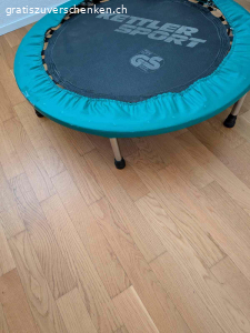 Kettler Sport Fitness-Trampolin zu verschenken!. Ich verschenke mein gebrauchtes Fitness-Trampolin der Qualitätsmarke Kettler Sport. Es ist ideal für das Training zu Hause, zur Förderung der Koordination oder einfach für ein bisschen Bewegung zwischendurch.

Details zum Gerät:

Marke: Kettler Sport.

Sicherheit: TÜV/GS geprüft für sicheres Training.

Bauweise: Stabiler Metallrahmen mit sechs abschraubbaren Standfüssen (für platzsparende Lagerung).

Federung: Klassische, robuste Stahlfedern für ein straffes Sprunggefühl.

Zustand: Gebraucht, aber voll funktionsfähig. Die Randabdeckung weist einige Gebrauchsspuren auf (siehe Fotos), was die Funktion aber nicht beeinträchtigt.

Bedingungen:

Nur an Selbstabholer: Das Trampolin muss in 3270 Aarberg abgeholt werden.

Kein Versand.

Zustand wie gesehen: Da es sich um ein Geschenk handelt, keine Garantie oder Rücknahme.