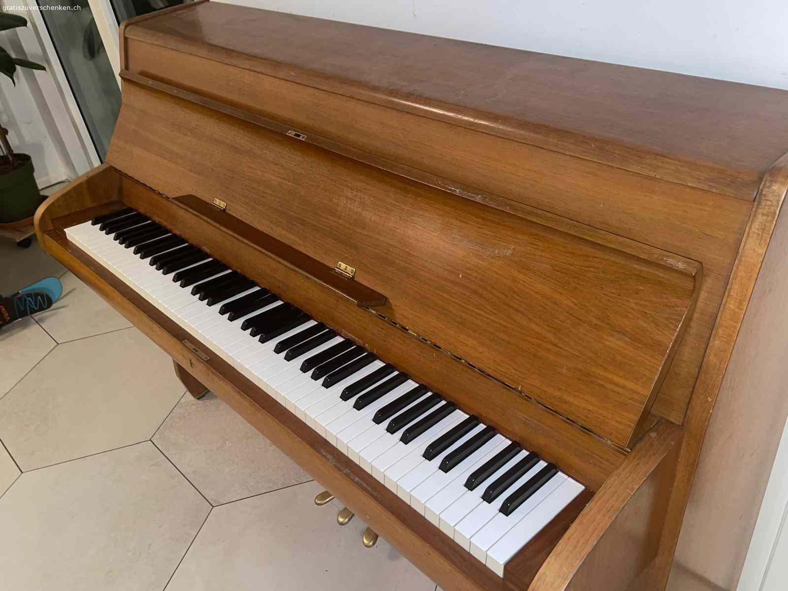 Klavier gratis abzugeben. Das Klavier unseres Sohnes wird bei uns nicht mehr benutzt und könnte jemand anderem Freude bereiten.  
Das Klavier wurde länger nicht mehr gestimmt, ist jedoch funktionstüchtig. 
Es handelt sich um ein Hofmann Klavier mit einer Renner - Mechanik (renommierte Klaviermechanik) in Nussbaum, ca. 110 cm hoch und hat im August 2016 2'000 CHF gekostet.
Wir geben das Klavier gerne kostenlos weiter, sofern die Abholung organisiert und finanziert wird. 
Bei Interesse freue ich mich über Ihre Rückmeldung.