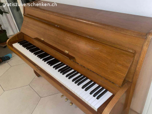 Klavier gratis abzugeben. Das Klavier unseres Sohnes wird bei uns nicht mehr benutzt und könnte jemand anderem Freude bereiten.  
Das Klavier wurde länger nicht mehr gestimmt, ist jedoch funktionstüchtig. 
Es handelt sich um ein Hofmann Klavier mit einer Renner - Mechanik (renommierte Klaviermechanik) in Nussbaum, ca. 110 cm hoch und hat im August 2016 2'000 CHF gekostet.
Wir geben das Klavier gerne kostenlos weiter, sofern die Abholung organisiert und finanziert wird. 
Bei Interesse freue ich mich über Ihre Rückmeldung.