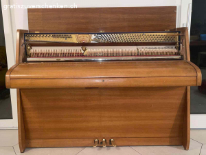 Klavier gratis abzugeben. Das Klavier unseres Sohnes wird bei uns nicht mehr benutzt und könnte jemand anderem Freude bereiten.  
Das Klavier wurde länger nicht mehr gestimmt, ist jedoch funktionstüchtig. 
Es handelt sich um ein Hofmann Klavier mit einer Renner - Mechanik (renommierte Klaviermechanik) in Nussbaum, ca. 110 cm hoch und hat im August 2016 2'000 CHF gekostet.
Wir geben das Klavier gerne kostenlos weiter, sofern die Abholung organisiert und finanziert wird. 
Bei Interesse freue ich mich über Ihre Rückmeldung.