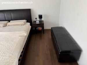 Lederbett mit Sitzbank (mit Stauraum). Edles Lederbett 180 x 200 zu verschenken, inkl Lederbank mit Stauraum