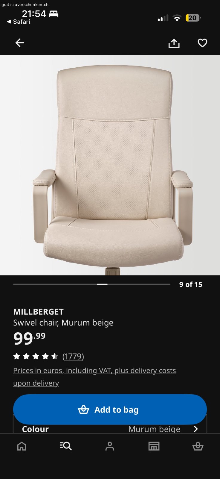 Millberget Büro Stühl. am 15. August abholbar in 4052 Basel :)
