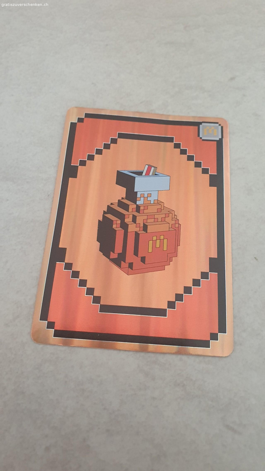 Minecraft Spielzeug Mc Donals. Minecraft Spielzeug von Mc Donalds zu verschenken. Neu, wurde nur geöffnet.

Kann abgeholt oder gegen Übernahme der Portokostenfür auch versendet werden.