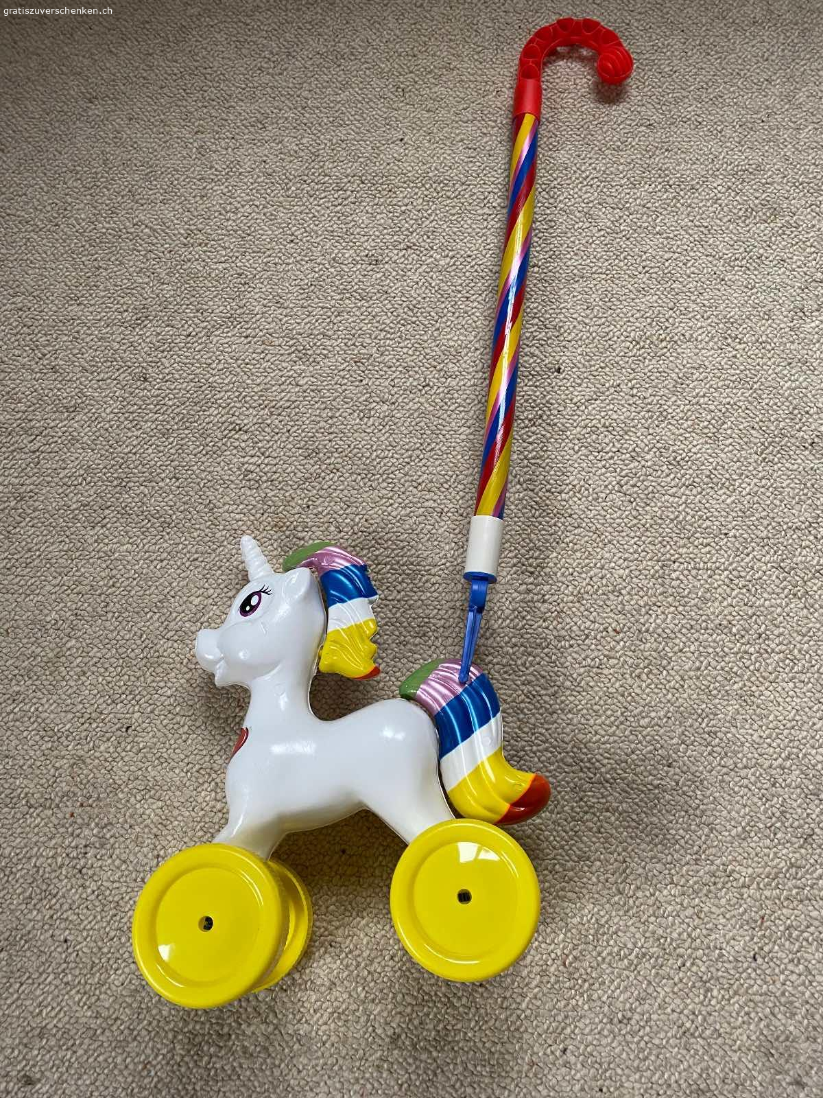 Schiebe-Einhorn Spielzeug für kleine Kinder. Unerwünschte Geschenk, meine Kinder sind zu gross für den Spielzeug. Nichtraucher, tierfreien Haushalt. 
Abholung in Spreitenbach möglich