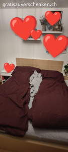 Schönes Bett 160x200cm ink. 2 Na. Da wir uns ein grösseres Bett gekauft haben, verschenken wir nun unser jetziges. Es hat leichte Gebrauchsspuren. Muss bis am 15.3.2025 abgeholt werden. Ohne Matratze.