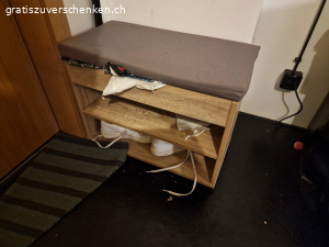 Schuhschrank Eiche-Dekor mit Sitzkissen
