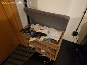 Schuhschrank Eiche-Dekor mit Sitzkissen