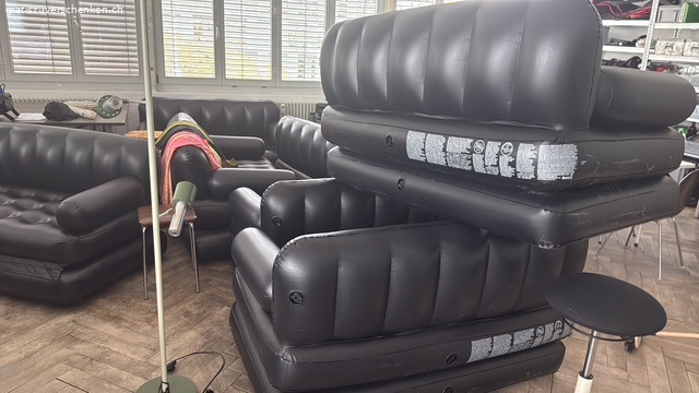 Sofa aufblasbar, 2-3 Personen, schwarz, zu Bettt ausklappbar