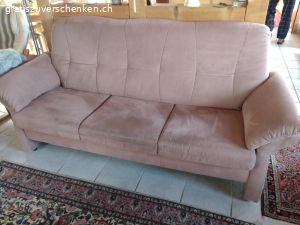 Sofa. Altrosa Sofa. Mit Alcantara bezogen. Perfekt für Katzenbesitzer. Unsere Katze hasste dieses Sofa so sehr, dass sie einen grossen Bogen darum machte. Nicht einmal daran gekratzt hat sie.