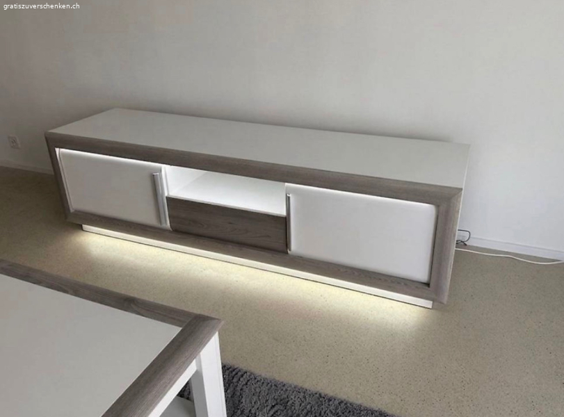 TV Unterschrank L 193 cm B 53 cm H 60 cm Weiss Holzoptik