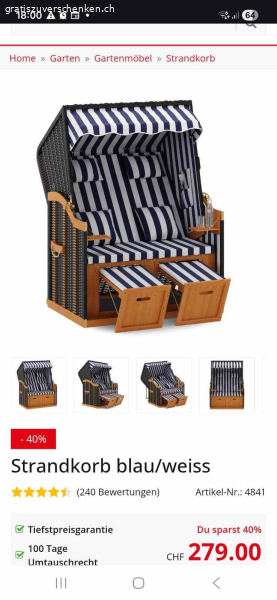 Überholungsbedürftiger Strandkorb zu verschenken